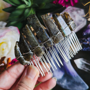 DARK LABRADORITE - HAIRCOMB