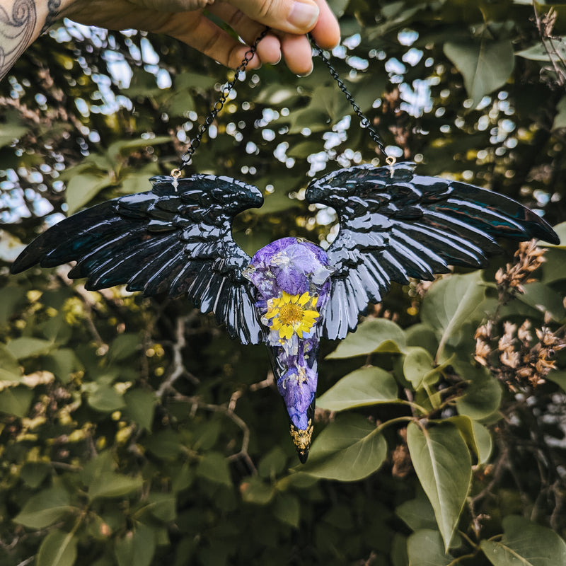 FLYING RAVEN - PURPLE FLOWERS