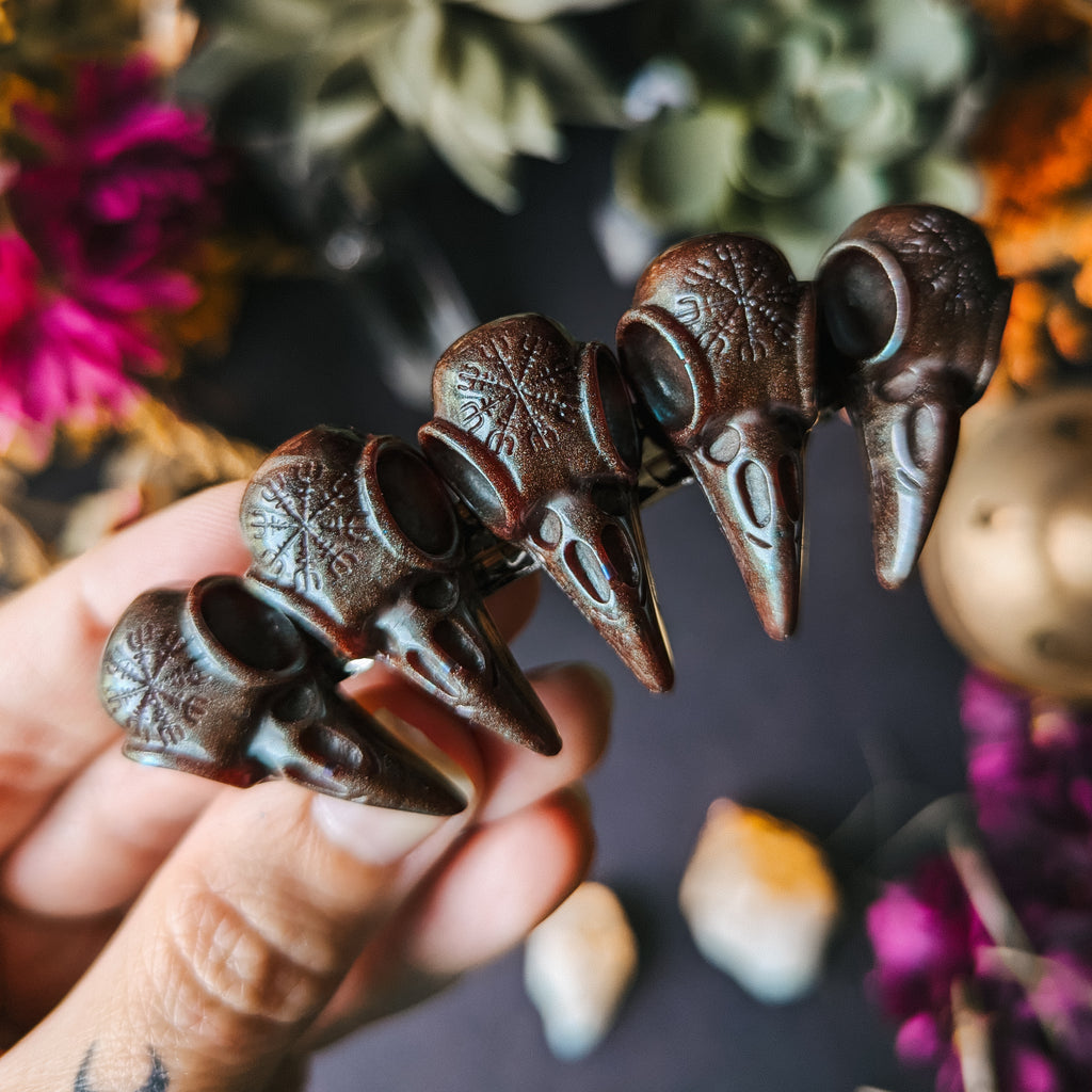 5 CROWS HAIRCLIP - SHINY BROWN