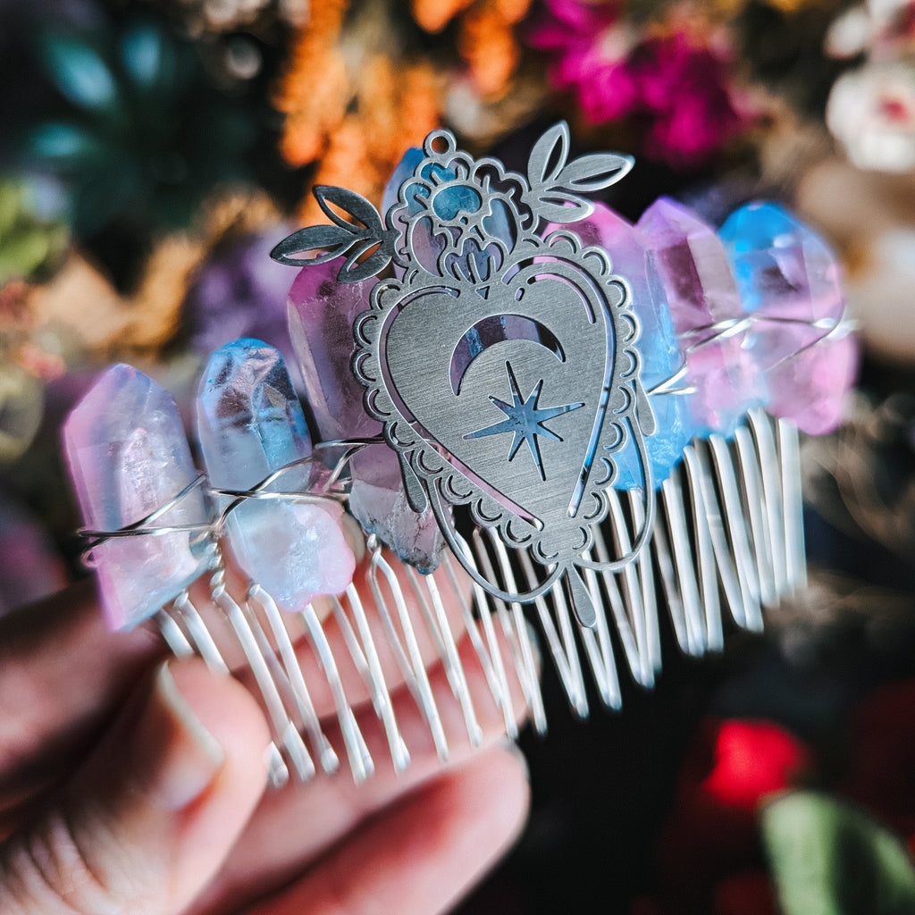 SILVER HEART - HAIRCOMB