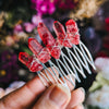 PEIGNE ARGENT-ROUGE