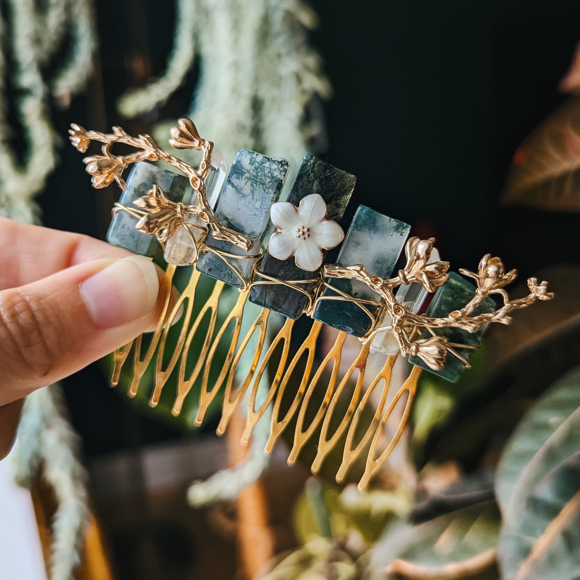 MOSS AGATE - HAIR COMB🌸🌿