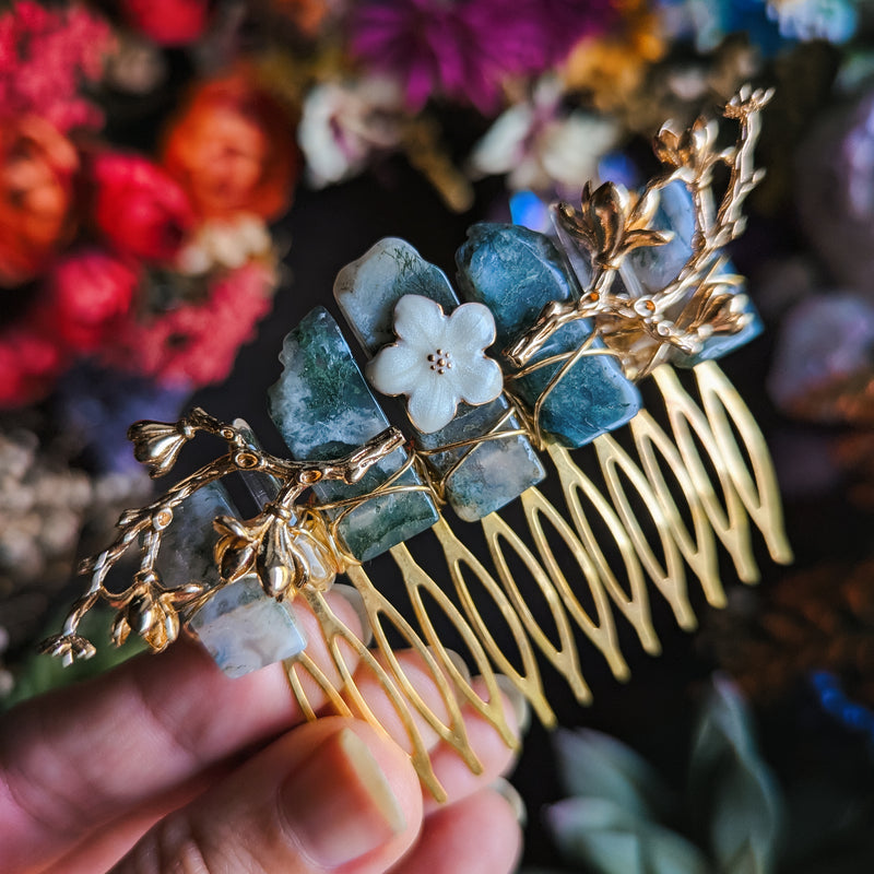 MOSS AGATE - HAIR COMB🌸🌿